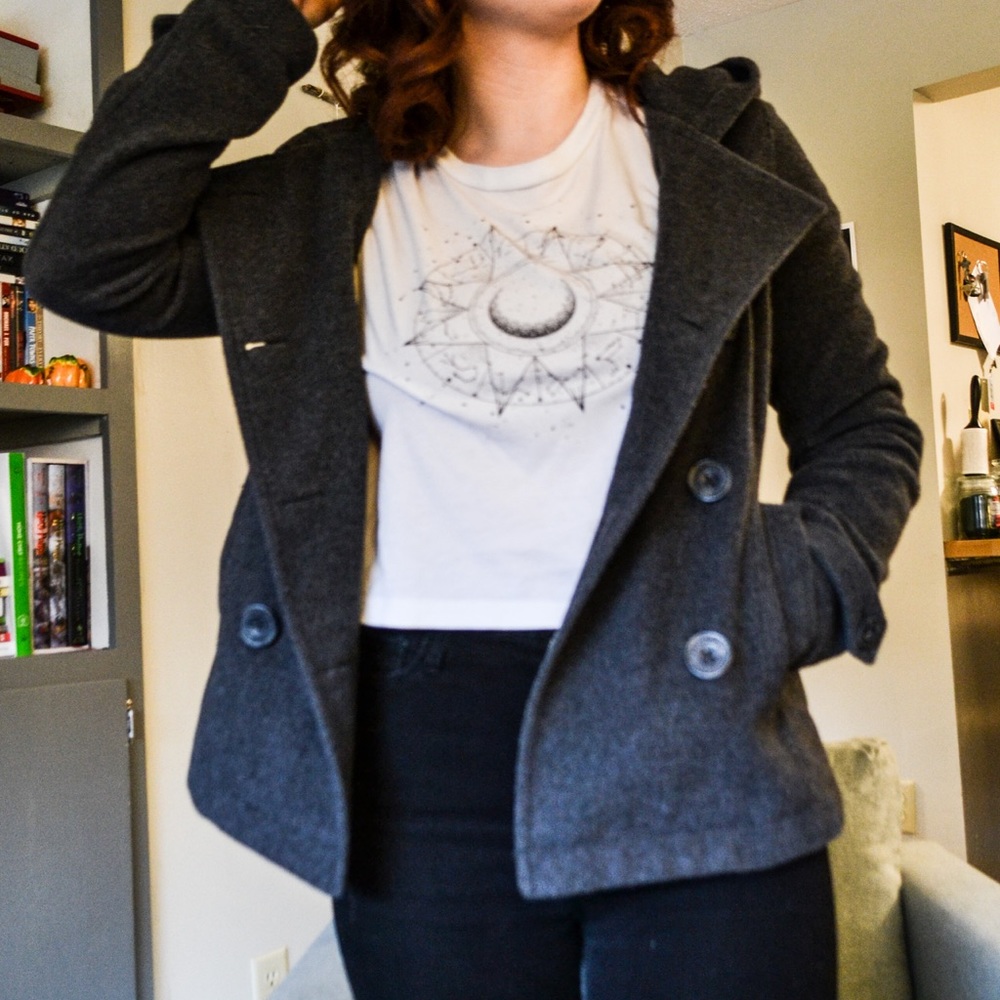 Winter peacoat with hood size s